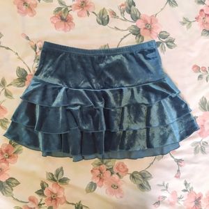Vintage Suede Turquoise Y2K 2000's Mini Skirt